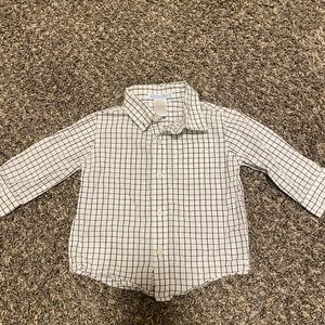 Janie and Jack White Grid Button Down Shirt